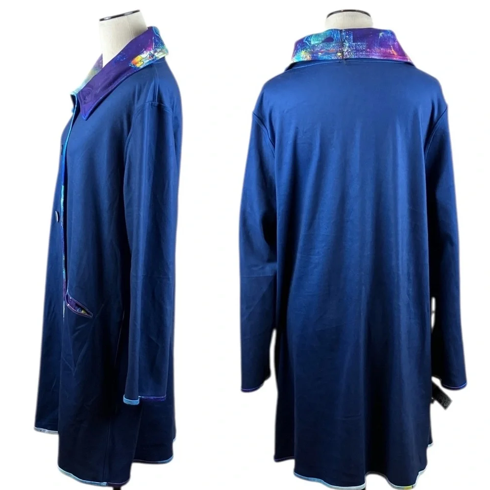 UbU REVERSIBLE Abstract Long Jacket Art To Wear Stretch Knit NWT